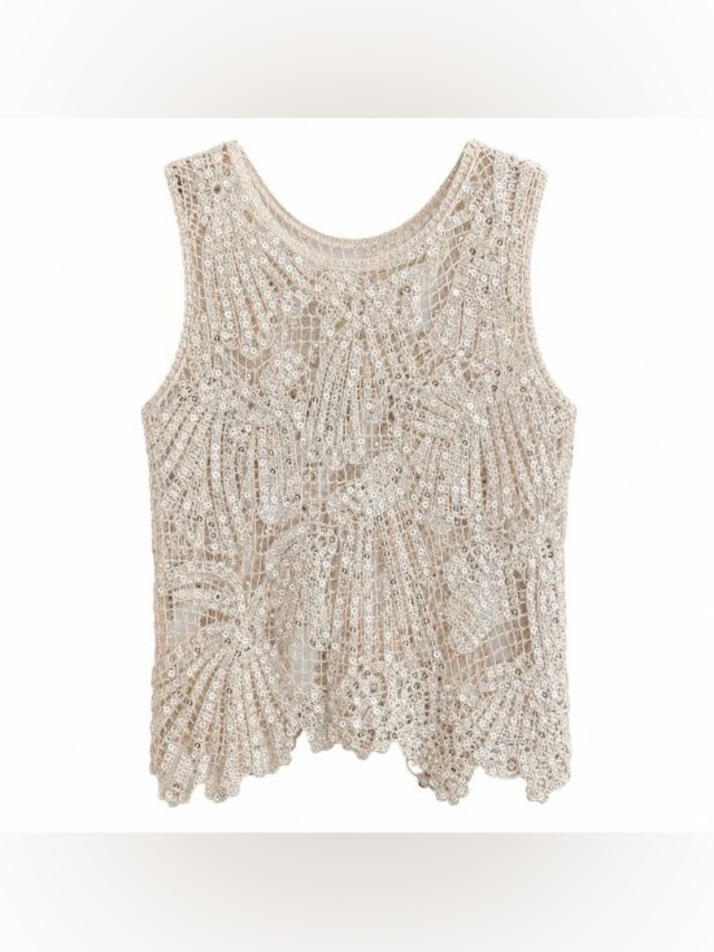 BRAND NEW WITH TAGS Ivory Sequin Crochet Tank Top